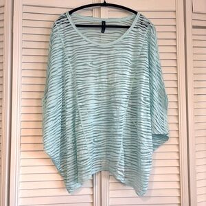 Lane Bryant Light Blue Semi-Sheer Striped Top Boxy OversizedSize 18/20